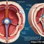 Home 17 자궁근종과 자궁선근증의 차이 - A detailed medical illustration showing a cross-sectional view of the female uterus highlighting fib...